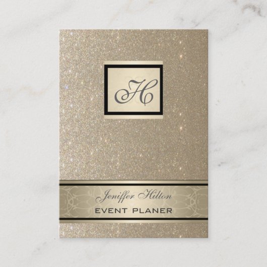 Professioneel elegant chic luxe glittery monogram visitekaartje (Voorkant)