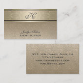 Professioneel elegant chic luxe glittery monogram visitekaartje (Voorkant / Achterkant)