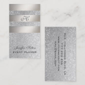 Professioneel elegant chic luxe glittery monogram visitekaartje (Voorkant / Achterkant)