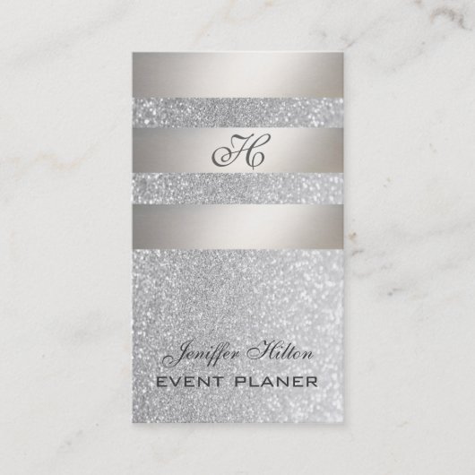 Professioneel elegant chic luxe glittery monogram visitekaartje (Voorkant)