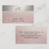 Professioneel elegant chic luxe glittery monogram visitekaartje (Voorkant / Achterkant)