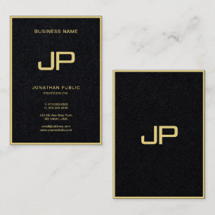 Professioneel Elegant Gold Monogram Premium Zwart Visitekaartje