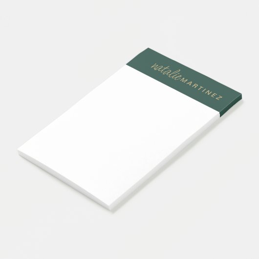 Professioneel Elegant Groen Goud Gepersonaliseerd Post-it® Notes (Schuin)
