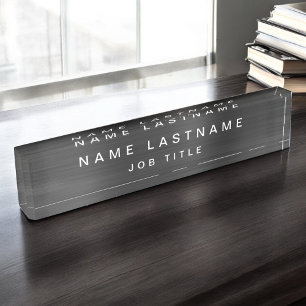 Professioneel Elegant Metallic Zwart Bureau Naambordje