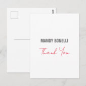 Professioneel elegant modern minimalistisch bedank briefkaart (Voorkant / Achterkant)
