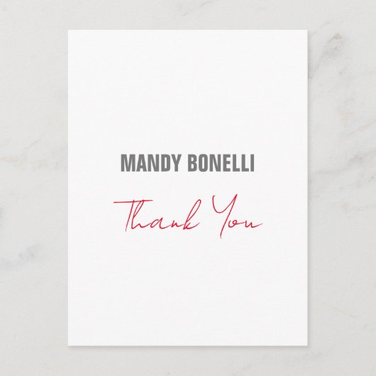 Professioneel elegant modern minimalistisch bedank briefkaart (Voorkant)