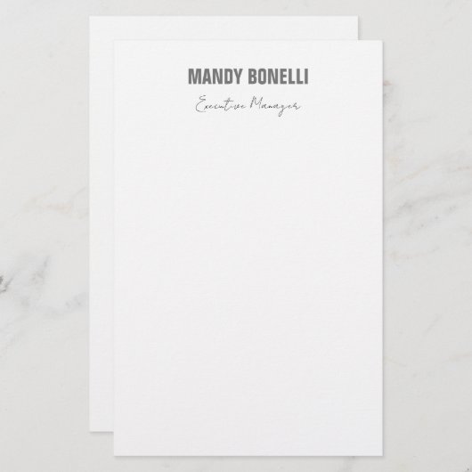 Professioneel elegant modern minimalistisch toevoe briefpapier (Voorkant / Achterkant)