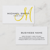 Professioneel Elegant Monogram Gewoon Wit Visitekaartje (Voorkant / Achterkant)
