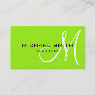 Professioneel elegant monogram in Lime Green Visitekaartje