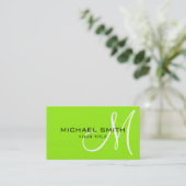 Professioneel elegant monogram in Lime Green Visitekaartje (Staand voorkant)