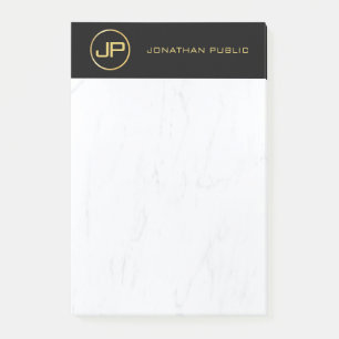 Professioneel Elegant Monogram Zwart Goud Marmer Post-it® Notes