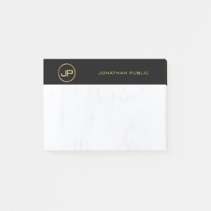 Professioneel Elegant Monogram Zwart Goud Marmer Post-it® Notes