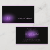 Professioneel Elegant Monogram Zwart Paarse Modern Visitekaartje (Voorkant / Achterkant)