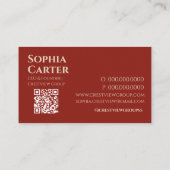 Professioneel Elegant Rood Wit QR Code Premium Visitekaartje (Achterkant)