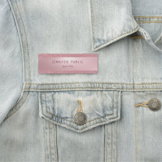 Professioneel elegant Roos Gold Glitter Moderne Ch Naamplaatje (In situ)