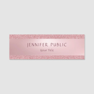Professioneel elegant Roos Gold Glitter Moderne Ch Naamplaatje