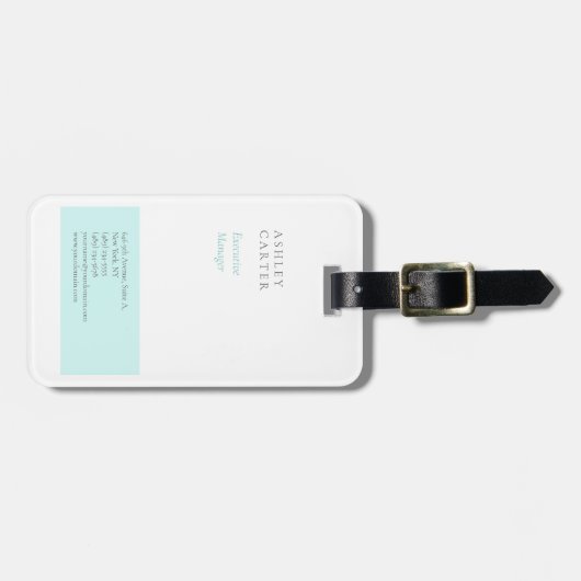 Professioneel elegant wit blauw minimalistisch mod bagagelabel (Voorkant horizontaal)