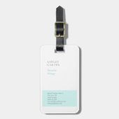 Professioneel elegant wit blauw minimalistisch mod bagagelabel (Voorkant verticaal)