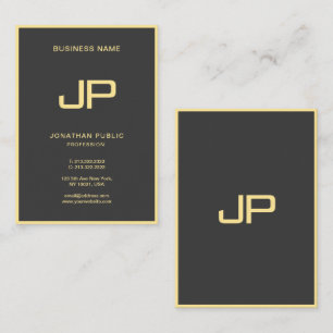 Professioneel Elegant Zwart & Goud Monogram Initia Visitekaartje