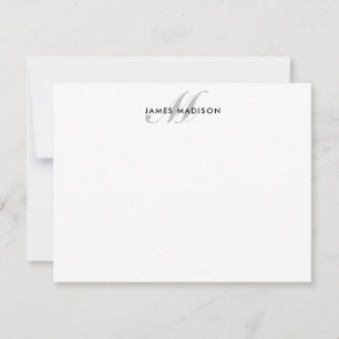 Professioneel Elegant Zwart Grijs Script Monogram Notitiekaartje