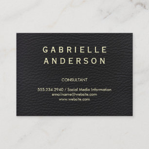 Professioneel elegant zwart leder met vetgedrukte  visitekaartje