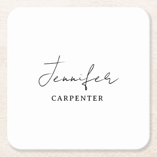 Professioneel elegante moderne minimalistische naa vierkante kartonnen onderzetter (Voorkant)