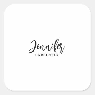 Professioneel elegante moderne minimalistische naa vierkante sticker