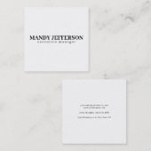 Professioneel elegante moderne minimalistische naa vierkante visitekaartje (Voorkant / Achterkant)