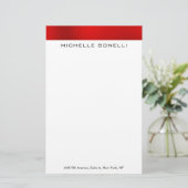 Professioneel elegante moderne rode witte minimali briefpapier (Staand voorkant)