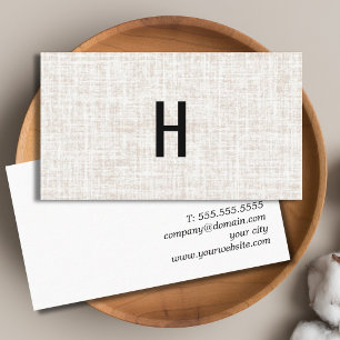 Professioneel Elegante Textuur Beige Zwart Monogra Visitekaartje