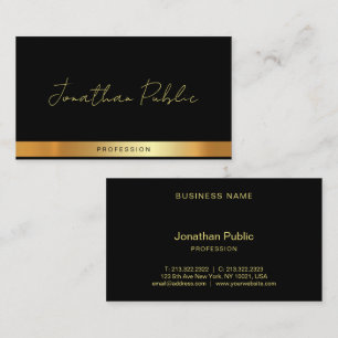 Professioneel Elegante Typografie Naam Zwart Goud Visitekaartje