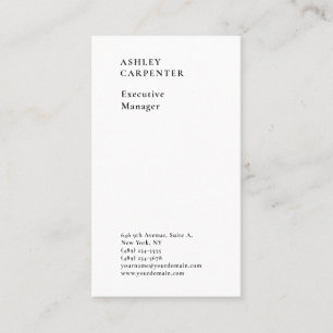 Professioneel elegante witte effen minimalistische visitekaartje