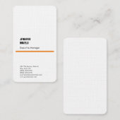 Professioneel en minimalistisch modern oranje wit visitekaartje (Voorkant / Achterkant)