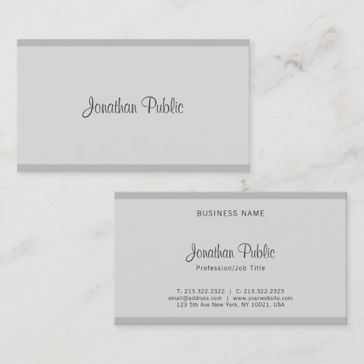 Professioneel en stijlloos script elegant Simple P Visitekaartje (Voorkant / Achterkant)