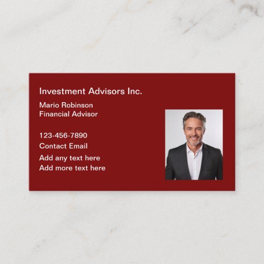 Professioneel Financieel Adviseur Foto Visitekaart Visitekaartje (Voorkant)