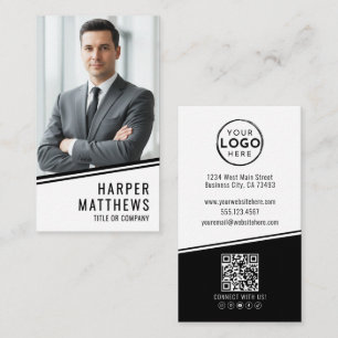 Professioneel Foto QR Code Bedrijfslogo Verticaal Visitekaartje
