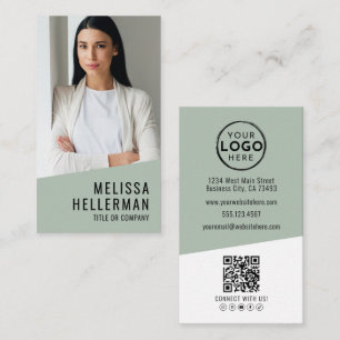 Professioneel Foto QR Code Logo Groen Verticaal Visitekaartje