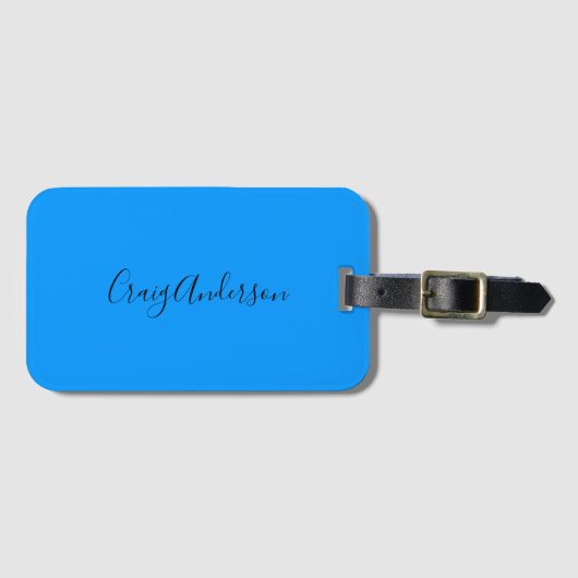 Professioneel Gewoon Modern Elegant Helder Blauw C Bagagelabel (Voorkant (horizontaal))