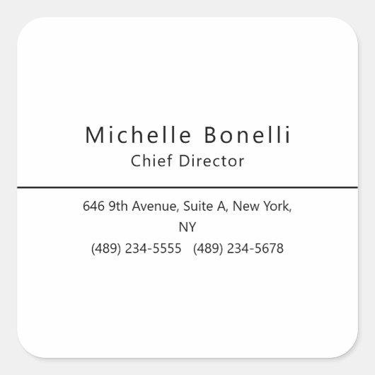 Professioneel Gewoon Modern Minimalistisch Wit Vierkante Sticker (Voorkant)