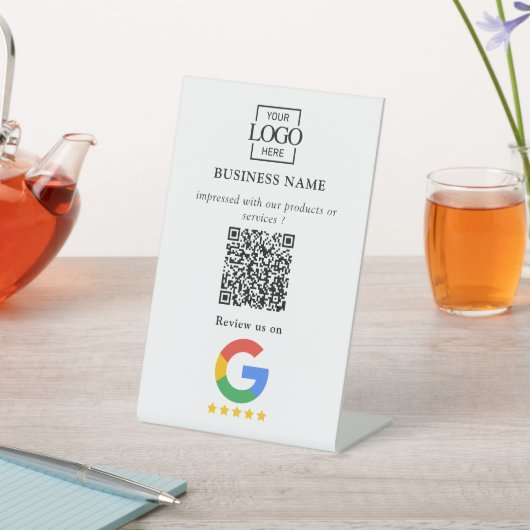 Professioneel Google Reviews QR Code Bedrijfslogo Reclamebord Met Voetstuk (Insitu)