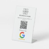 Professioneel Google Reviews QR Code Bedrijfslogo Reclamebord Met Voetstuk (Voorkant)
