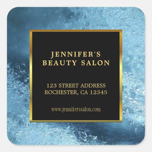 Professioneel goud zwart blauw ijs retouradres vierkante sticker (Voorkant)