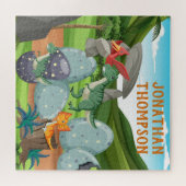 Professioneel grafisch Monogram Jurassic blauw gro Legpuzzel (Horizontaal)