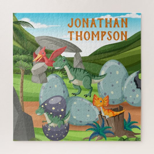 Professioneel grafisch Monogram Jurassic blauw gro Legpuzzel (Verticaal)