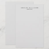 Professioneel grijs modern effen uniek briefpapier (Voorkant / Achterkant)