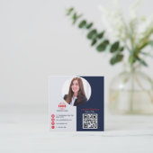 Professioneel grijs Rood voeg je foto-QR-code toe Vierkante Visitekaartje (Staand voorkant)