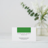 Professioneel groen wit modern minimalistisch ontw visitekaartje (Staand voorkant)