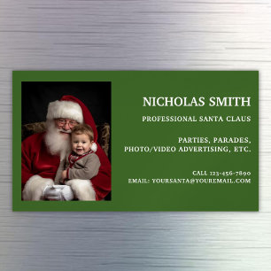 Professioneel groene kerstman foto magnetisch visitekaartje