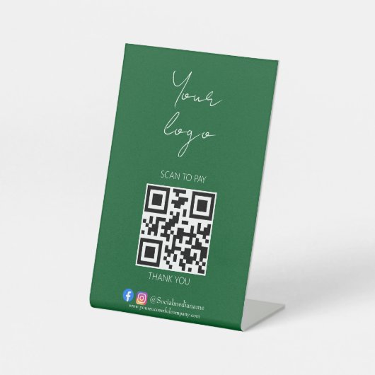 Professioneel groene QR-code Pedestal Sign Reclamebord Met Voetstuk (Voorkant)