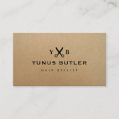 Professioneel Haarstylist Monogram Kraft Visitekaartje (Voorkant)
